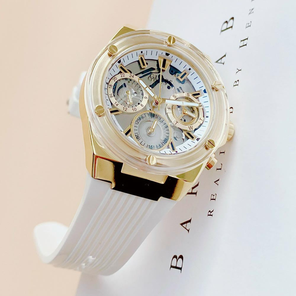  Shop Authentic Guess Athena White Dial White Rubber Strap Watch for Women - GW0409L2 - Luxxuri