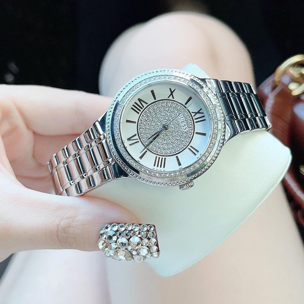  Shop Authentic Guess Madison Diamonds Silver Dial Silver Steel Strap Watch for Women - W0637L1 - Luxxuri