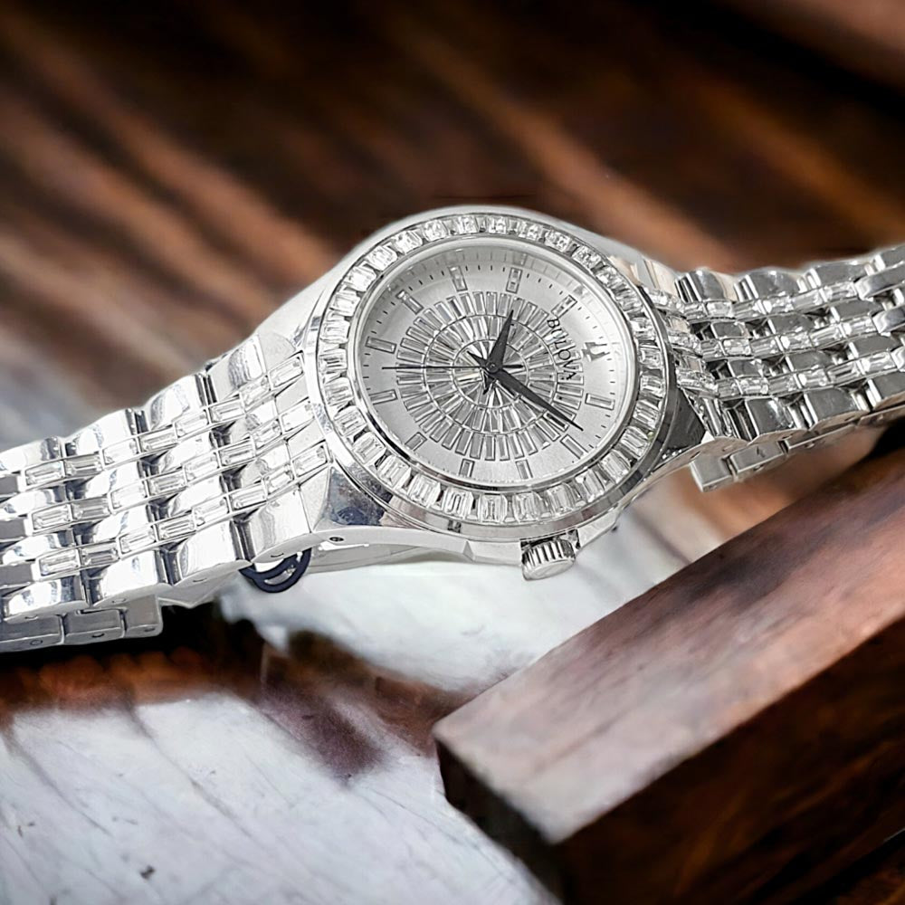  Shop Authentic Bulova Phantom Crystal Silver Dial Silver Steel Strap Watch for Men - 96A236 - Luxxuri