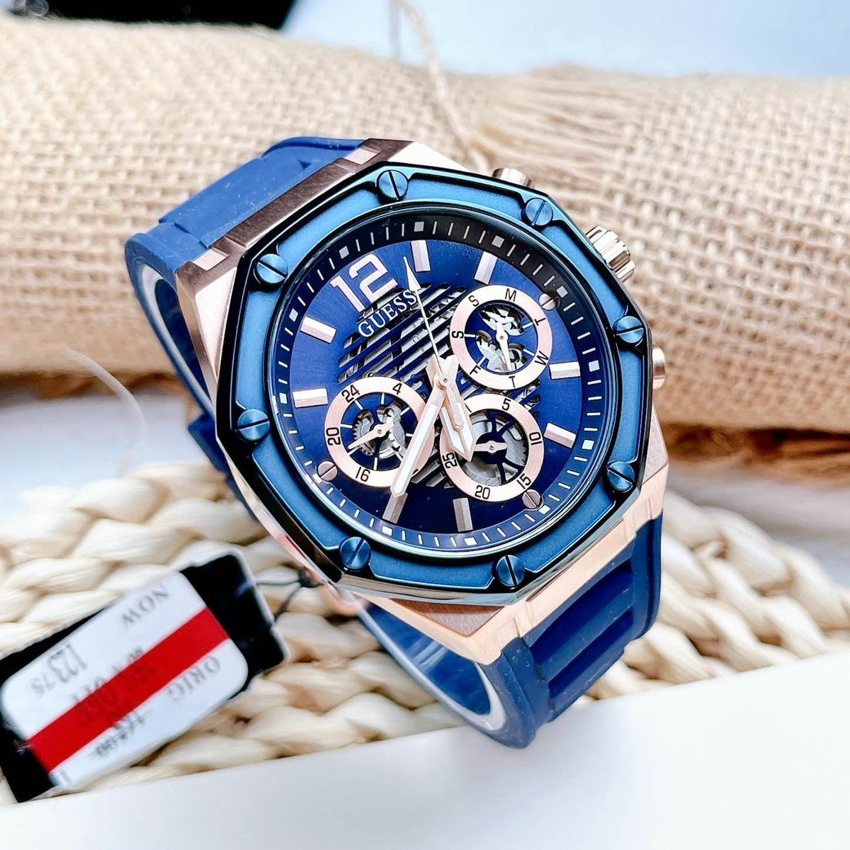  Shop Authentic Guess Momentum Chronograph Blue Dial Blue Rubber Strap Watch for Men - GW0263G2 - Luxxuri