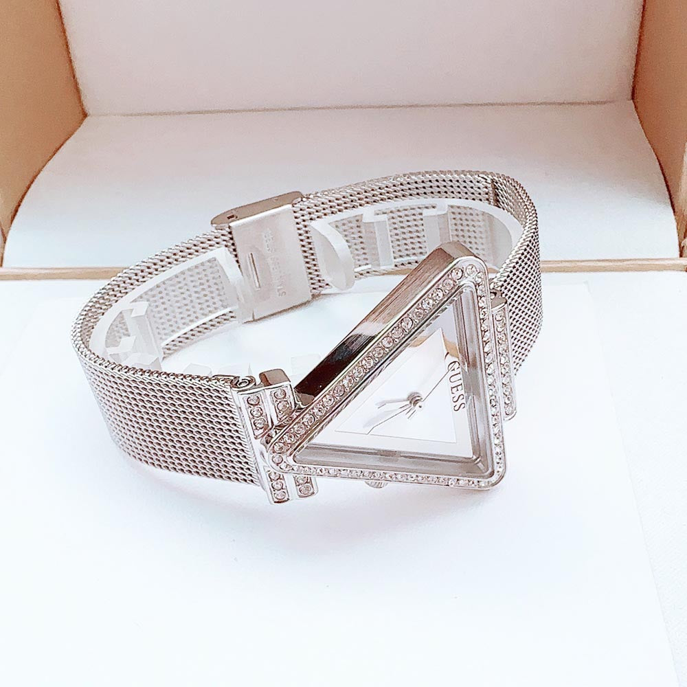  Shop Authentic Guess Fame Diamonds Silver Dial Silver Mesh Bracelet Watch for Women - GW0508L1 - Luxxuri