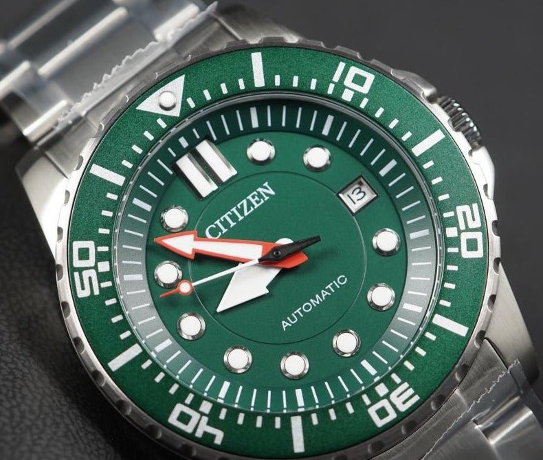  Shop Authentic Citizen Promaster Mechanical Green Dial Silver Steel Strap Watch For Men - NJ0129-87X - Luxxuri