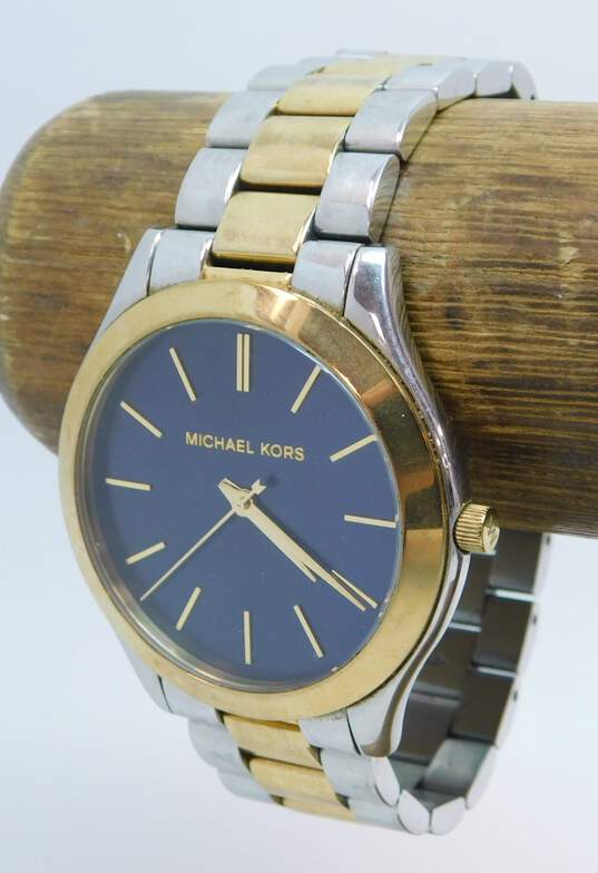  Shop Authentic Michael Kors Slim Runway Blue Dial Two Tone Steel Strap Watch for Women - MK3479 - Luxxuri