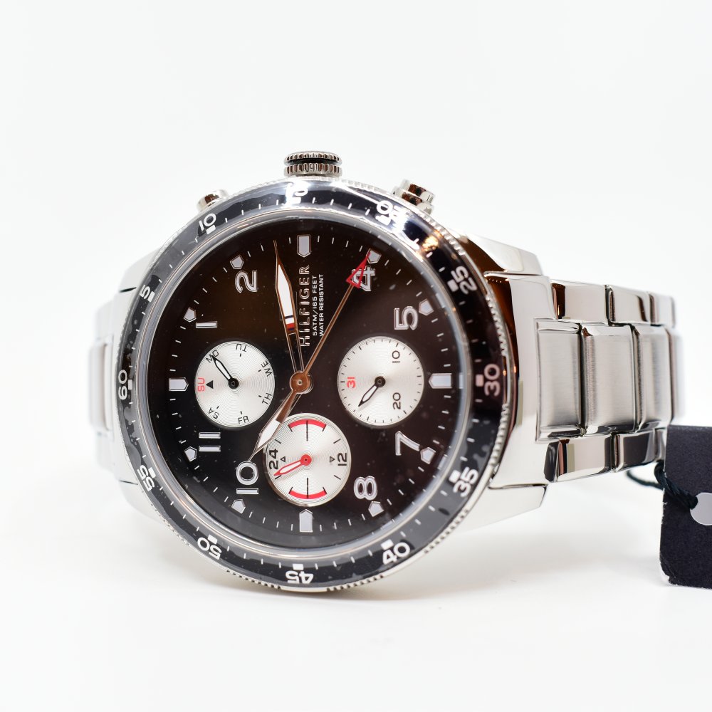  Shop Authentic Tommy Hilfiger Jimmy Multifunction Black Dial Silver Steel Strap Watch For Men  - 1791950 - Luxxuri