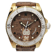  Shop Authentic Gucci Dive Doraemon Brown Dial Brown Leather Strap Watch For Men - YA136334 - Luxxuri