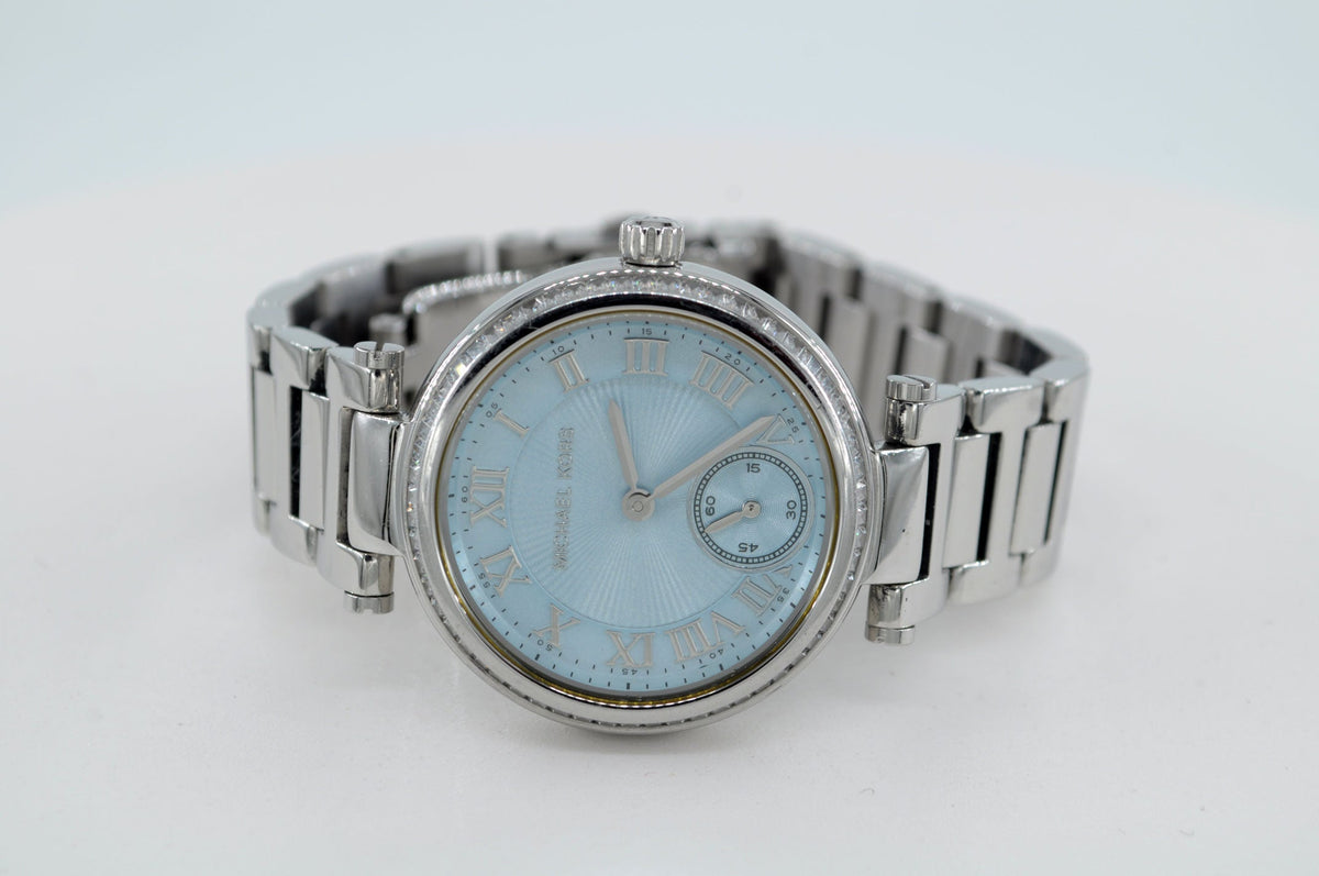  Shop Authentic Michael Kors Skylar Quartz Blue Dial Silver Steel Strap Watch For Women - MK5988 - Luxxuri