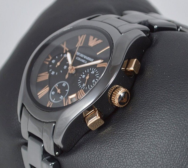  Shop Authentic Emporio Armani Chronograph Black Ceramic Stainless Steel Dial Watch For Women - AR1411 - Luxxuri
