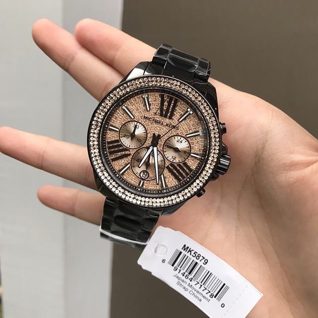  Shop Authentic Michael Kors Wren Chronograph Gold Diamonds Dial Black Steel Strap Watch for Women - MK5879 - Luxxuri