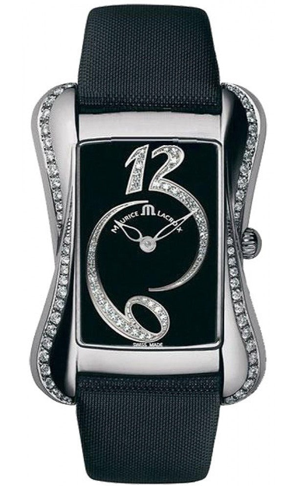  Shop Authentic Maurice Lacroix Fiaba Black Dial with Diamonds Black Leather Strap Watch for Women - DV5012-SD531-350 - Luxxuri