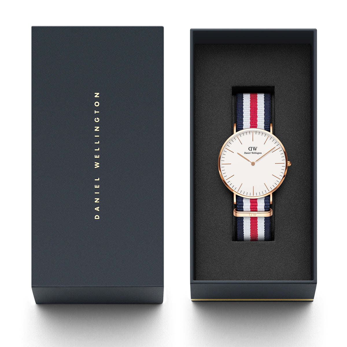  Shop Authentic Daniel Wellington Classic Canterbury White Dial Two Tone Nylon Strap Watch For Men - DW00100002 - Luxxuri