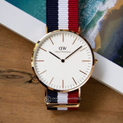  Shop Authentic Daniel Wellington Classic Cambridge White Dial Two Tone NATO Strap Watch For Men - DW00100003 - Luxxuri