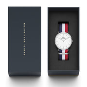  Shop Authentic Daniel Wellington Classic Cambridge White Dial Two Tone Nylon Strap Watch For Men - DW00100017 - Luxxuri