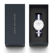  Shop Authentic Daniel Wellington Classic Glasgow White Dial Two Tone NATO Strap Watch For Men - DW00100018 - Luxxuri