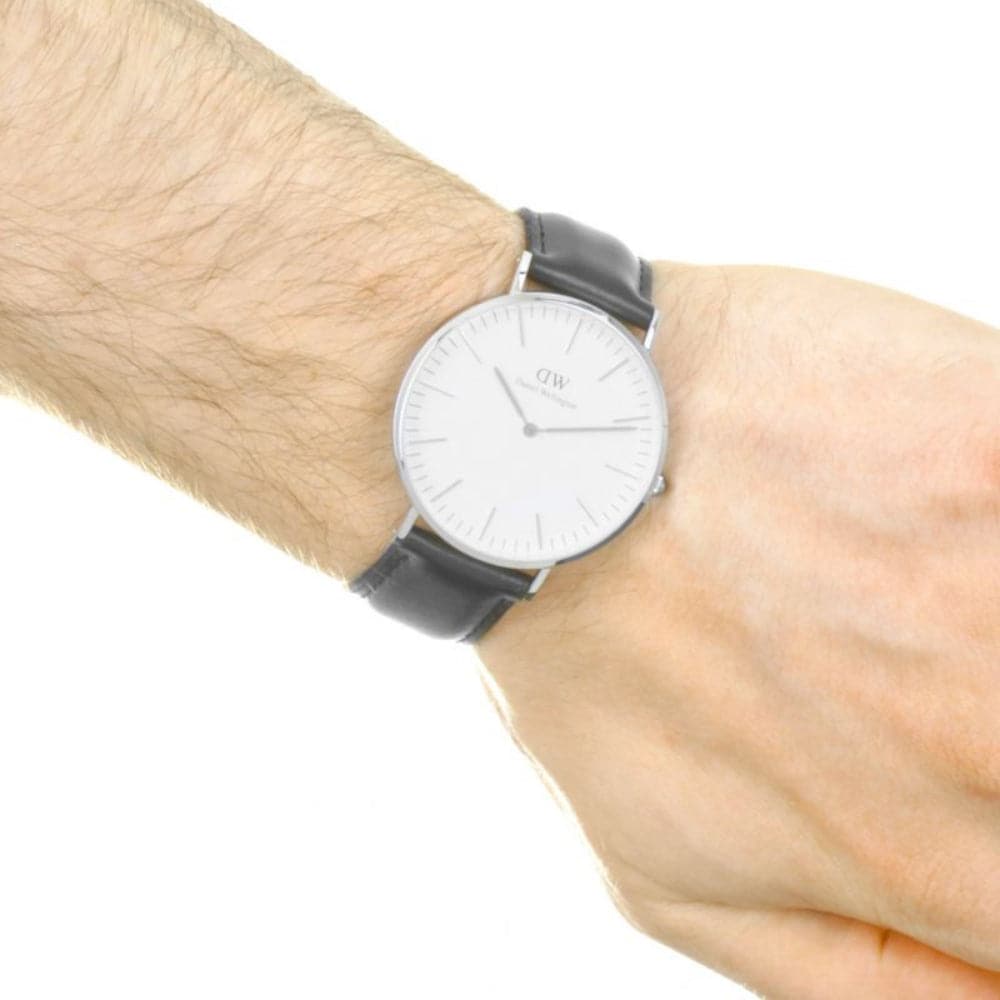  Shop Authentic Daniel Wellington Classic Sheffield White Dial Black Leather Strap Watch For Men - DW00100020 - Luxxuri