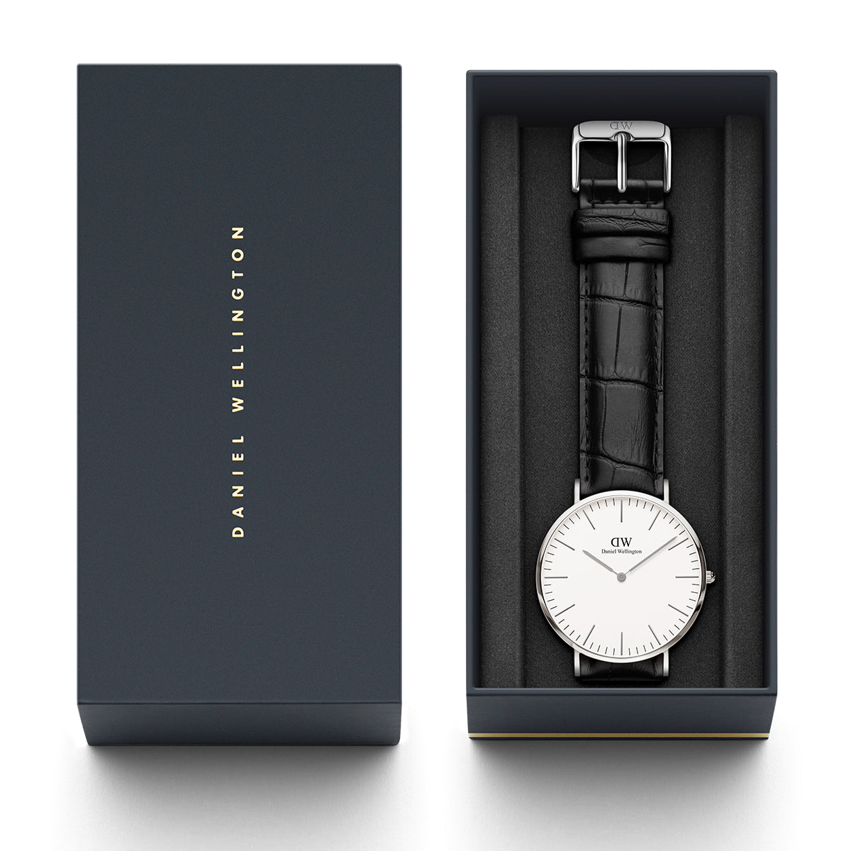 Daniel Wellington Classic Reading White Dial Black Leather Strap Watch For Men - DW00100028