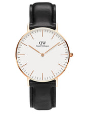  Shop Authentic Daniel Wellington Classic Sheffield White Dial Black Leather Strap Watch for Women - DW00100036 - Luxxuri