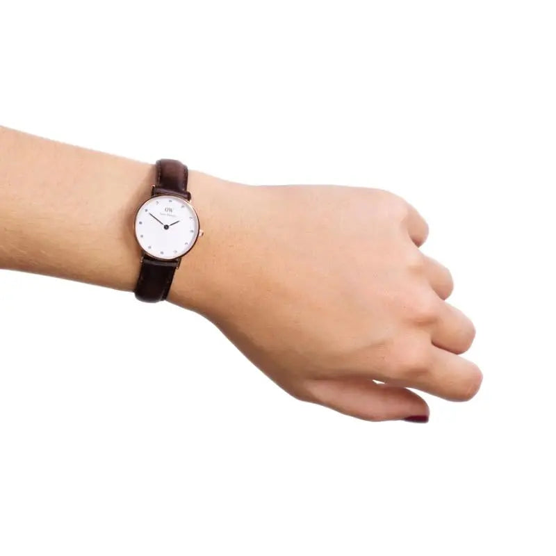  Shop Authentic Daniel Wellington Classy Bristol White Dial Brown Leather Strap Watch For Women - DW00100070 - Luxxuri