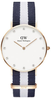  Shop Authentic Daniel Wellington Classy Glasgow White Dial Two Tone Nylon Strap Watch For Women - DW00100078 - Luxxuri
