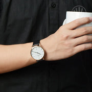  Shop Authentic Daniel Wellington Classic Sheffield White Dial Black Leather Strap Watch For Men - DW00100084 - Luxxuri