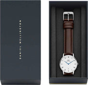  Shop Authentic Daniel Wellington Dapper Bristol White Dial Brown Leather Strap Watch For Women - DW00100098 - Luxxuri
