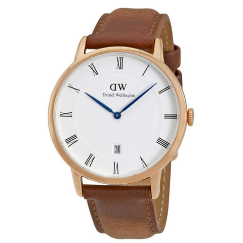  Shop Authentic Daniel Wellington Dapper Durham White Dial Brown Leather Strap Watch For Men - DW00100115 - Luxxuri