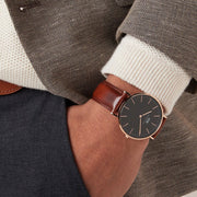  Shop Authentic Daniel Wellington Classic St Mawes Black Dial Brown Leather Strap Watch For Men - DW00100124 - Luxxuri