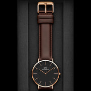  Shop Authentic Daniel Wellington Bristol Black Dial Brown Leather Strap Watch For Men - DW00100125 - Luxxuri
