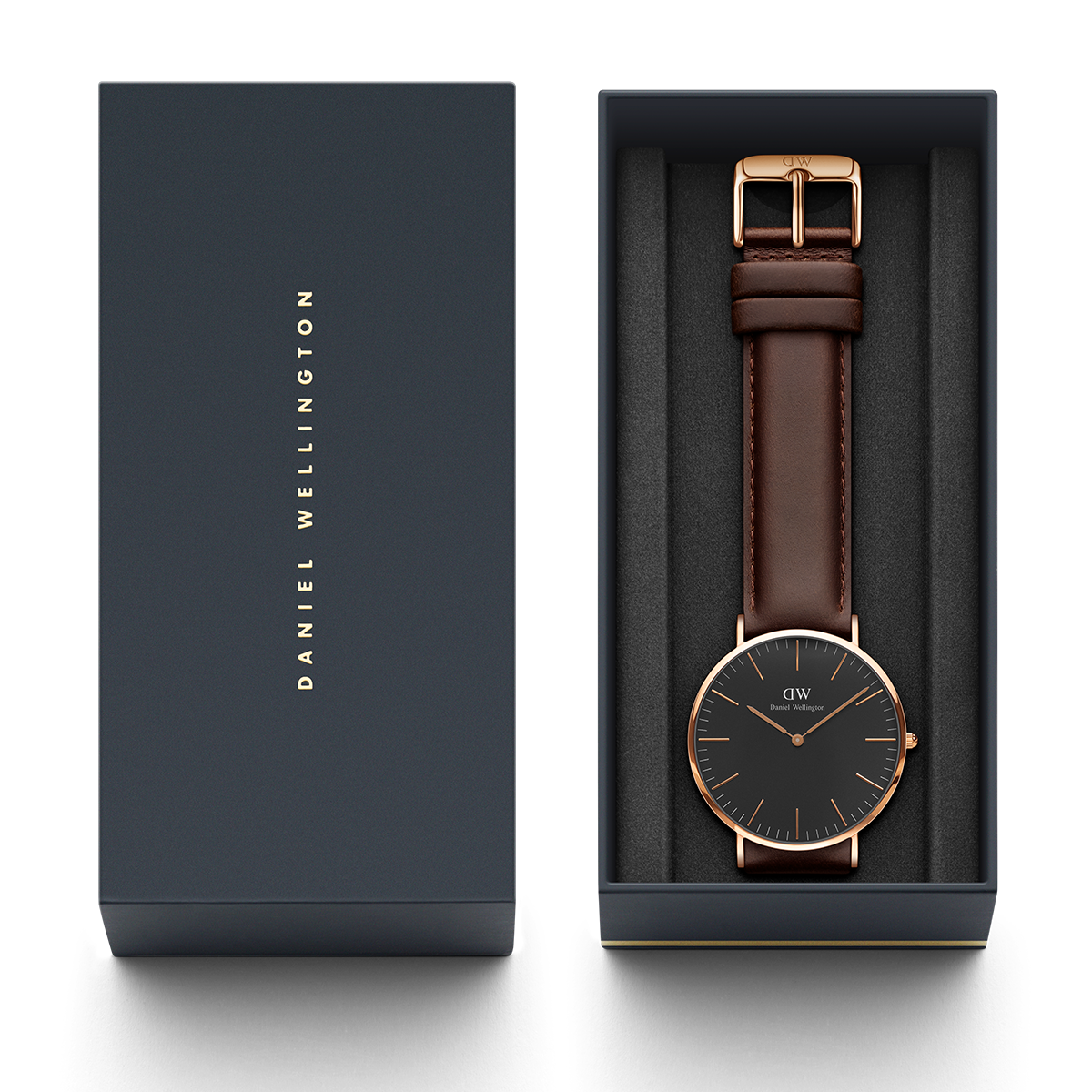  Shop Authentic Daniel Wellington Bristol Black Dial Brown Leather Strap Watch For Men - DW00100125 - Luxxuri