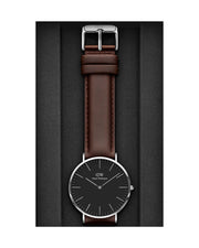  Shop Authentic Daniel Wellington Classic Bristol Black Dial Brown Leather Strap Watch For Men - DW00100131 - Luxxuri