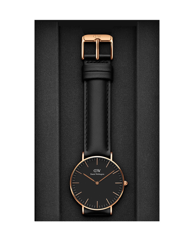  Shop Authentic Daniel Wellington Classic Sheffield Black Dial Black Leather Strap Watch For Women - DW00100139 - Luxxuri