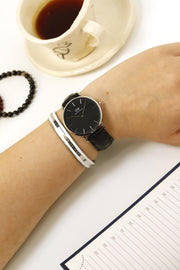  Shop Authentic Daniel Wellington Classic Reading Black Dial Black Leather Strap Watch For Women - DW00100147 - Luxxuri