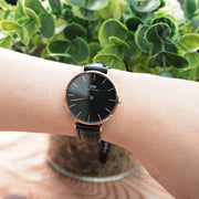  Shop Authentic Daniel Wellington Petite Sheffield Black Dial Black Leather Strap Watch For Women - DW00100168 - Luxxuri