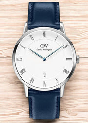  Shop Authentic Daniel Wellington Dapper Somerset White Dial Blue Leather Strap Watch For Men - DW00100192 - Luxxuri