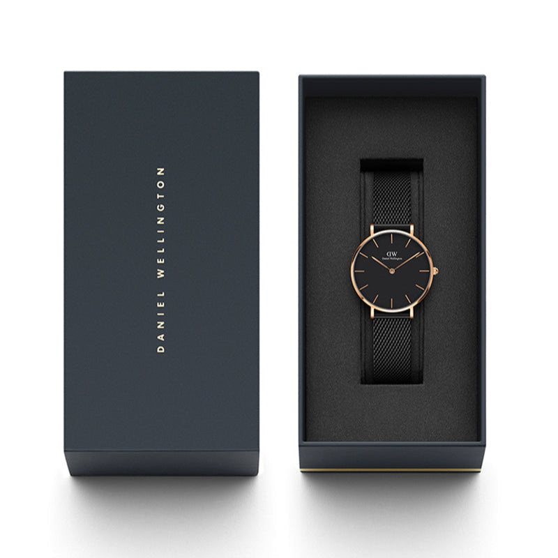  Shop Authentic Daniel Wellington Petite Ashfield Black Dial Black Mesh Bracelet Watch Watch For Women - DW00100201 - Luxxuri