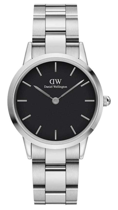  Shop Authentic Daniel Wellington Iconic Link Black Dial Silver Steel Strap Watch For Women - DW00100206 - Luxxuri