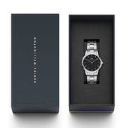  Shop Authentic Daniel Wellington Iconic Link Black Dial Silver Steel Strap Watch For Women - DW00100206 - Luxxuri