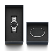  Shop Authentic Daniel Wellington Iconic Link Black Dial Silver Steel Strap Watch For Women - DW00100208 - Luxxuri