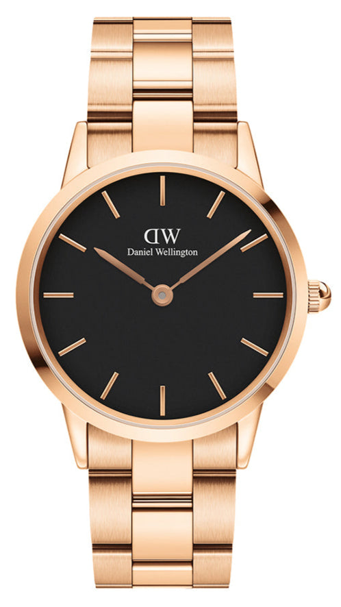  Shop Authentic Daniel Wellington Iconic Link Black Dial Rose Gold Steel Strap Watch for Women - DW00100210 - Luxxuri