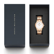  Shop Authentic Daniel Wellington Iconic Link White Dial Rose Gold Steel Strap Watch For Women - DW00100211 - Luxxuri