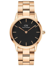  Shop Authentic Daniel Wellington Iconic Link Black Dial Rose Gold Steel Strap Watch for Women - DW00100212 - Luxxuri