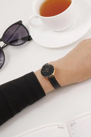  Shop Authentic Daniel Wellington Classic Petite Reading Black Dial Black Leather Strap Watch For Women - DW00100223 - Luxxuri