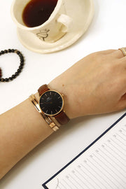  Shop Authentic Daniel Wellington Classic Petite St Mawes Black Dial Brown Leather Strap Watch For Women - DW00100225 - Luxxuri