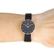  Shop Authentic Daniel Wellington Petite Cornwall Black Dial Black Nylon Strap Watch for Women - DW00100247 - Luxxuri