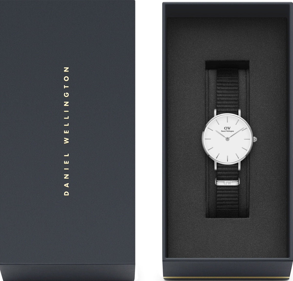  Shop Authentic Daniel Wellington Classic Petite Cornwall White Dial Black Nylon Strap Watch For Women - DW00100252 - Luxxuri