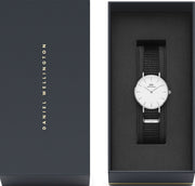  Shop Authentic Daniel Wellington Classic Petite Cornwall White Dial Black Nylon Strap Watch For Women - DW00100252 - Luxxuri