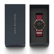  Shop Authentic Daniel Wellington Classic Roselyn Black Dial Maroon Nylon Strap Watch For Women - DW00100269 - Luxxuri
