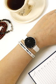  Shop Authentic Daniel Wellington Classic Petite Bondi Black Dial White Leather Strap Watch For Women - DW00100284 - Luxxuri
