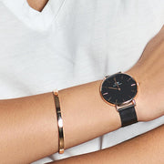  Shop Authentic Daniel Wellington Petite Ashfield Black Dial Black Mesh Strap Watch for Women - DW00100307 - Luxxuri