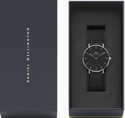  Shop Authentic Daniel Wellington Petite Ashfield Black Dial Black Mesh Strap Watch For Women - DW00100308 - Luxxuri