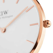  Shop Authentic Daniel Wellington Classic Petite Dover White Dial White Nylon Strap Watch For Women - DW00100313 - Luxxuri
